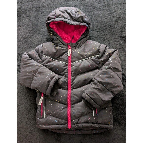 Eddie Bauer Other - Eddie Bauer Kids Toddler Girls Classic Down Jacket Black Pink Sparkly Rainbow 4T
